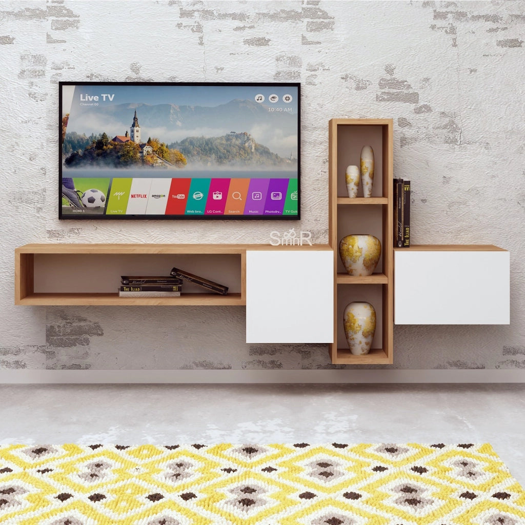 Porta TV in legno "Kumkuat" - 160 x 35 x 70 cm - Marrone