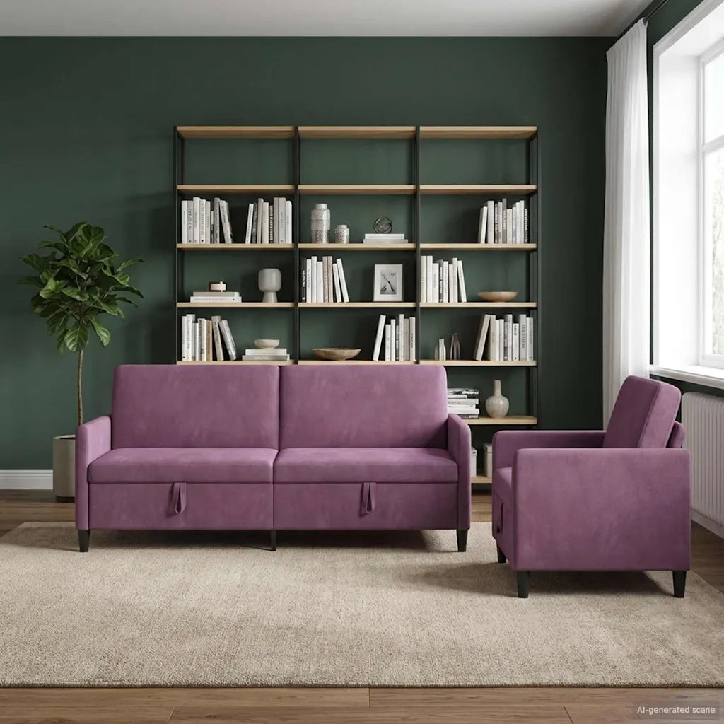 Set di Divani con Storage 2 pz Viola Poliestere 3429259