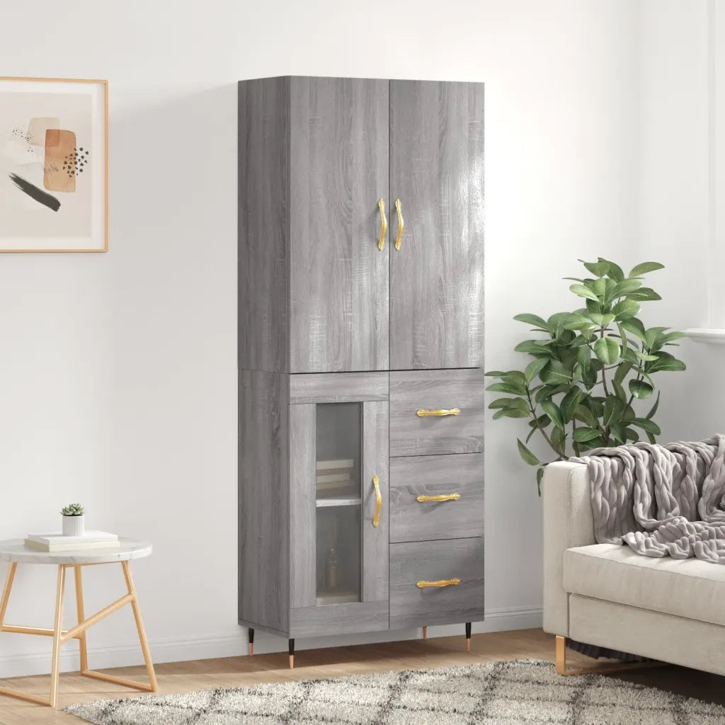 vidaXL Credenza Grigio Sonoma 69,5x34x180 cm in Legno Multistrato