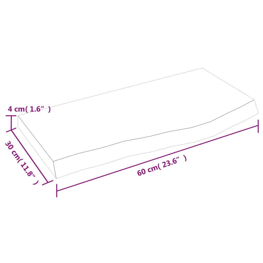 Piano Bagno Marrone 60x30x(2-4) cm Legno Massello Trattato CFW8945115