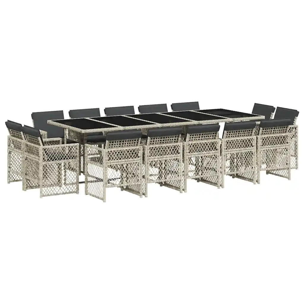 vidaXL Set da Pranzo da Giardino 15 pz con Cuscini Grigio Polyrattan