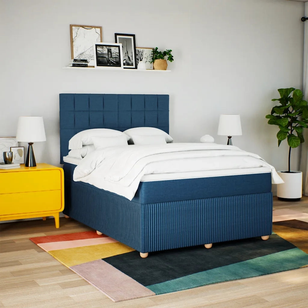 vidaXL Giroletto a Molle con Materasso Blu 140x190 cm in Tessuto