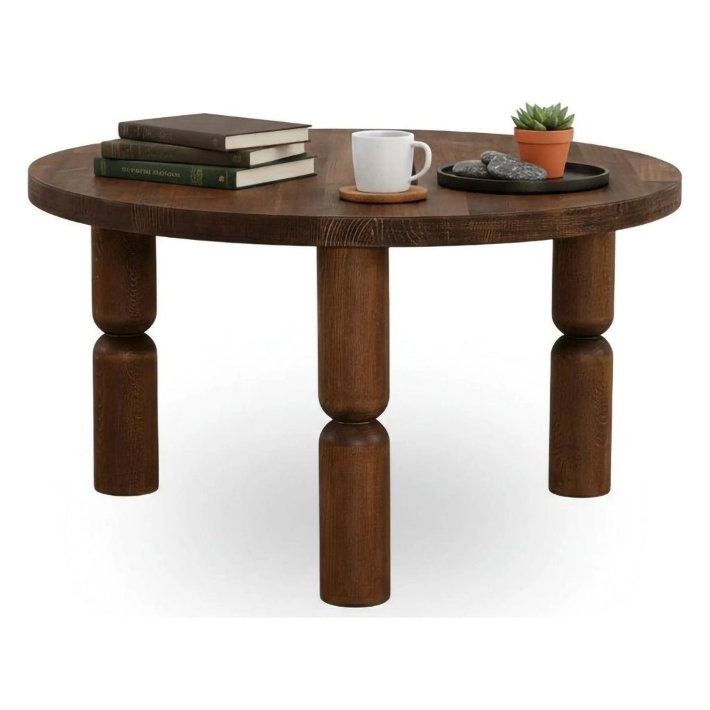 Tavolino da salotto Victorien, Tavolo basso da caffè, Portariviste per divano, Ripiano da soggiorno, 70x70h40 cm, Noce