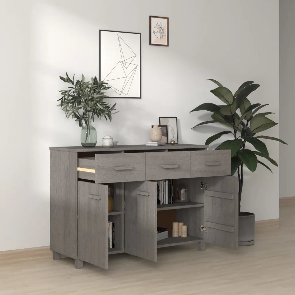 Credenza | Madia | Buffet da pranzo | Armadio da pranzo HAMAR Grigio Chiaro 113x40x80cm Legno Massello di Pino