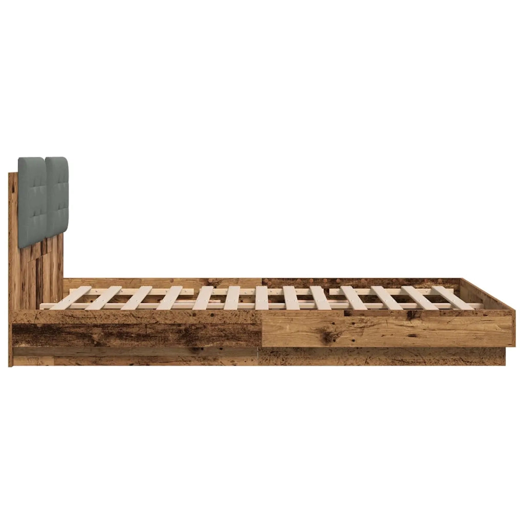 Struttura letto con testata-Giroletto Legno vecchio 160 x 200 cm