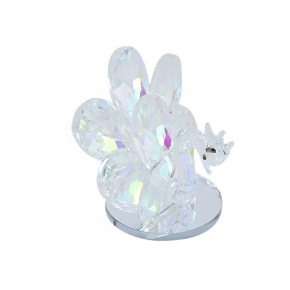 Trade Shop - Pavone Cristallo Bomboniera Regalo Decorazione Vetro Battesimo Matrimonio 7 Cm -