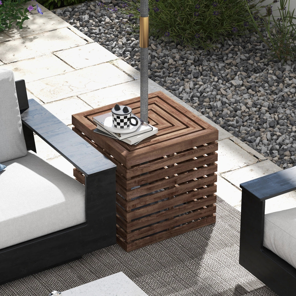 Coffre da giardino 2 in 1 con foro per ombrellone ¨C zephmum ¨C Legno