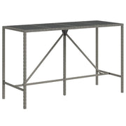 Tavolino da Giardino | Tavolo da Bar con Piano in Vetro Grigio 180x70x110cm Polyrattan