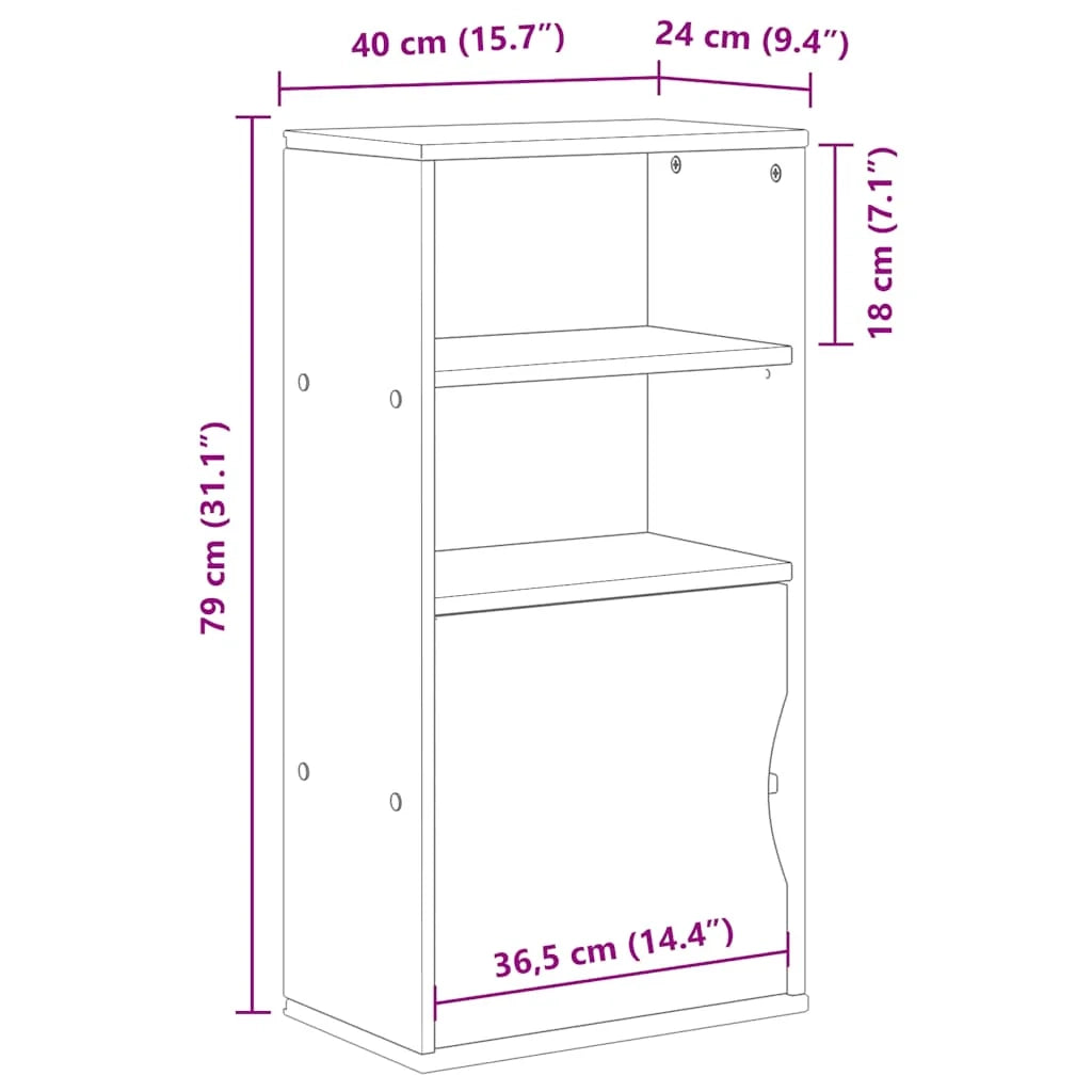 Mobiletto rustico con ripiani aperti 40 x 24 x 79 cm legno massello bianco 02_0058043