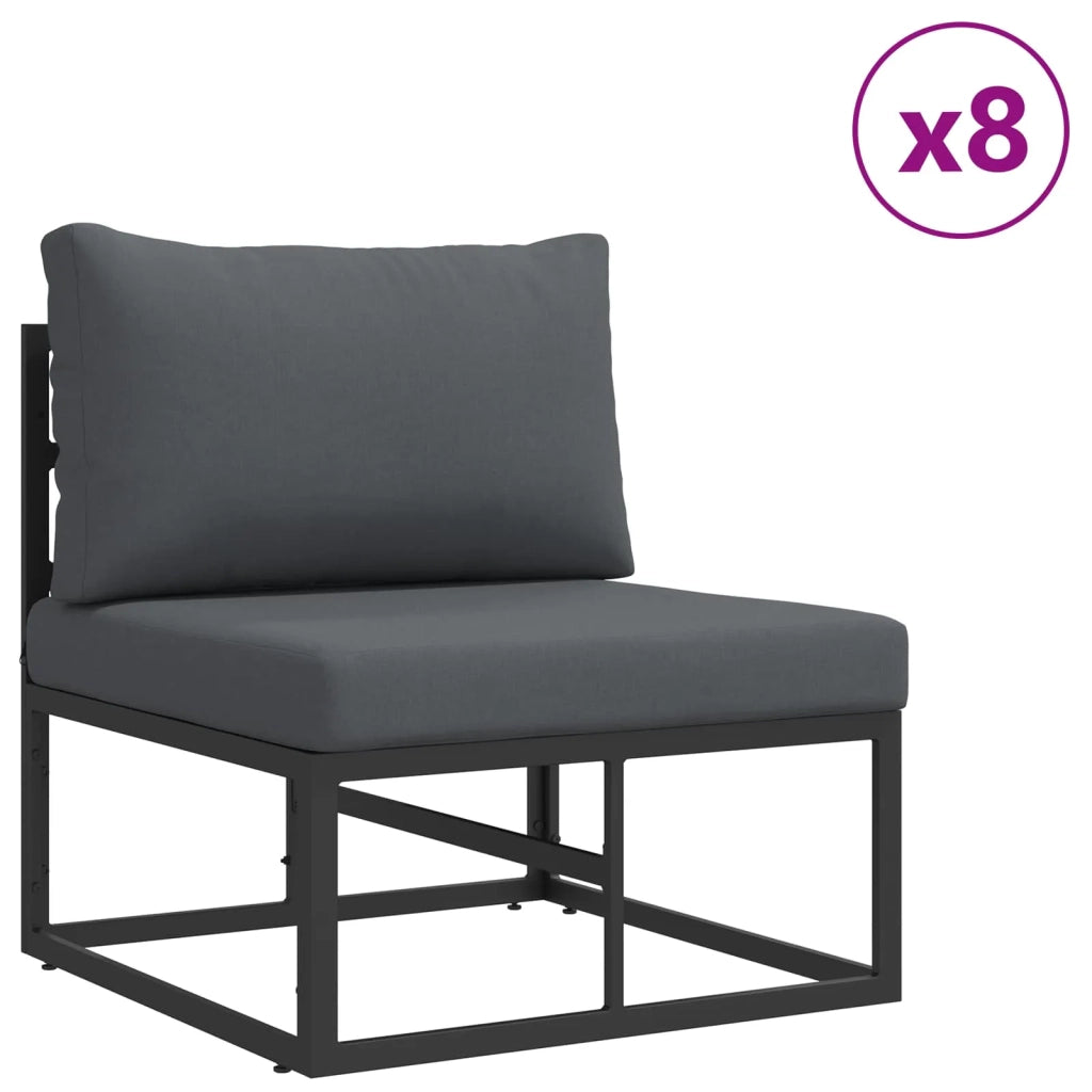 Set Divano da Giardino con cuscino 11 pcs Nero Alluminio