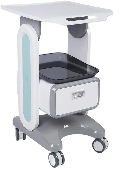 Carrello Medico 50 kg Sostenibile - Trolley con Piastra di Lavoro - Ruote Universali - Maniglia Ergonomica - Bordi Antiscivolo - Adatto per Salone di Bellezza/Laboratorio