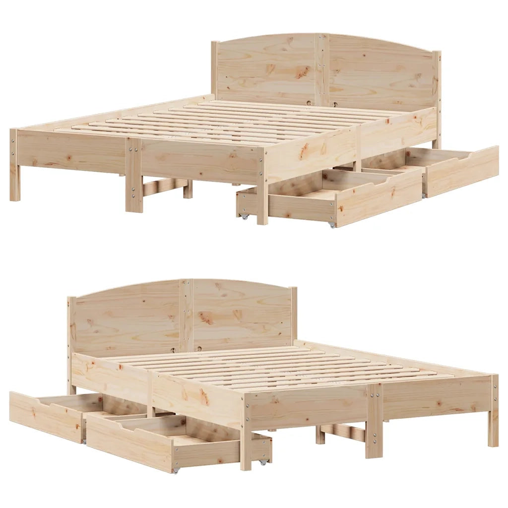 vidaXL Letto senza Materasso 135x190 cm in Legno Massello di Pino