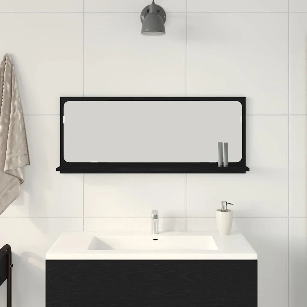 Mensola Specchio con lo scaffale Rovere Nero 90 x 10,5 x 37 cm CFW7463272