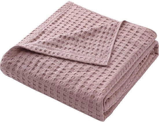 Coperta a Wafel - Cuscino morbido - 1 pezzo - Rosa - 100% cotone - 150 x 200 cm