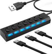 Hub USB con alimentazione - Hub USB - Hub USB alimentato - Divisore USB - Più porte USB - Caricamento e trasferimento dati - Laptop e PC - Lavoro da casa - Ufficio - Accessori - Universale