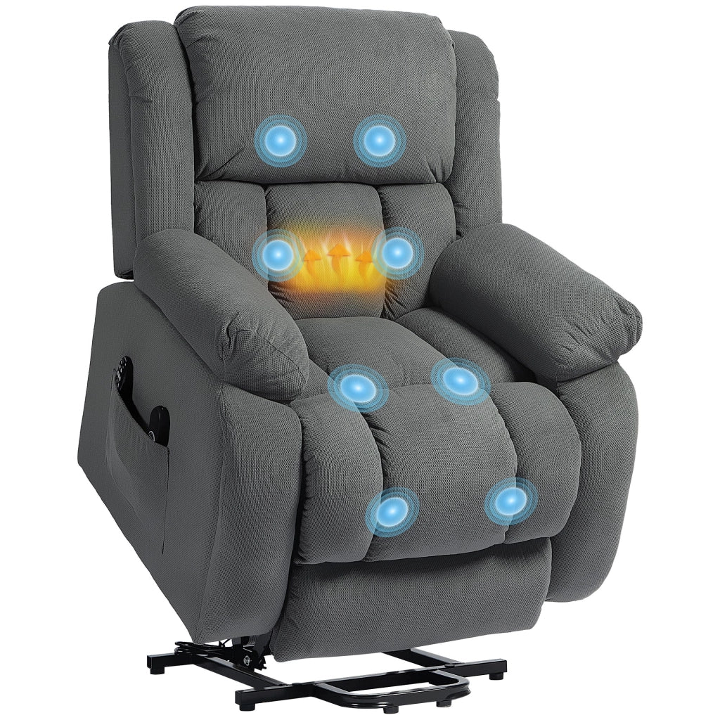 Poltrona Massaggiante Elettrica con Riscaldamento e Alzapersona ¨C Zephmum ¨C Grigio