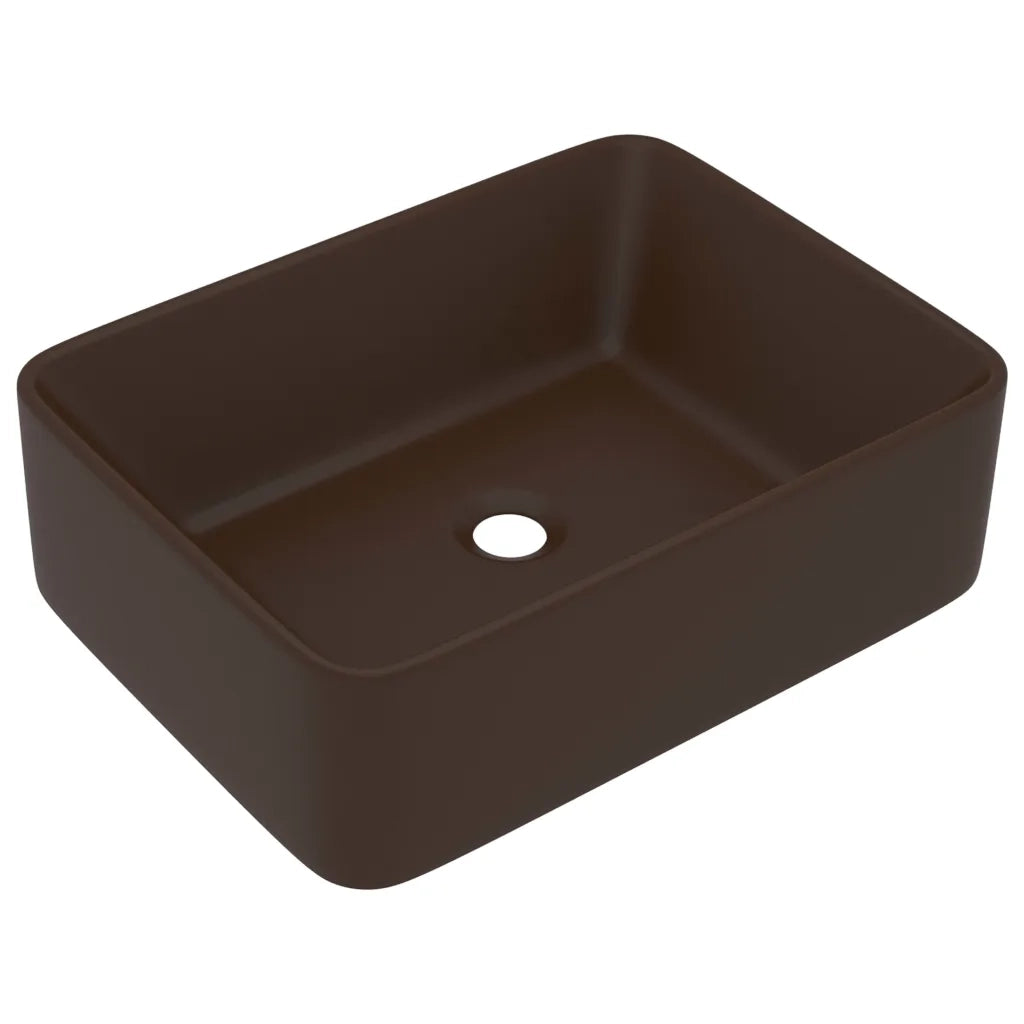 Lavandino Luxury Marrone Scuro Opaco 41x30x12 cm in Ceramica cod mxl 51165