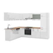 Cucina angolare completa R-Line Bianco lucido/Bianco 287 x 227 cm, PL Rovere Vicco