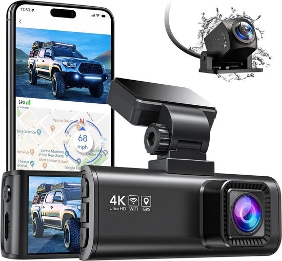Cannoncorder per auto - Registrazione per auto - Registrazione per auto anteriore e posteriore - 4K - GPS - Visione notturna infrarosso