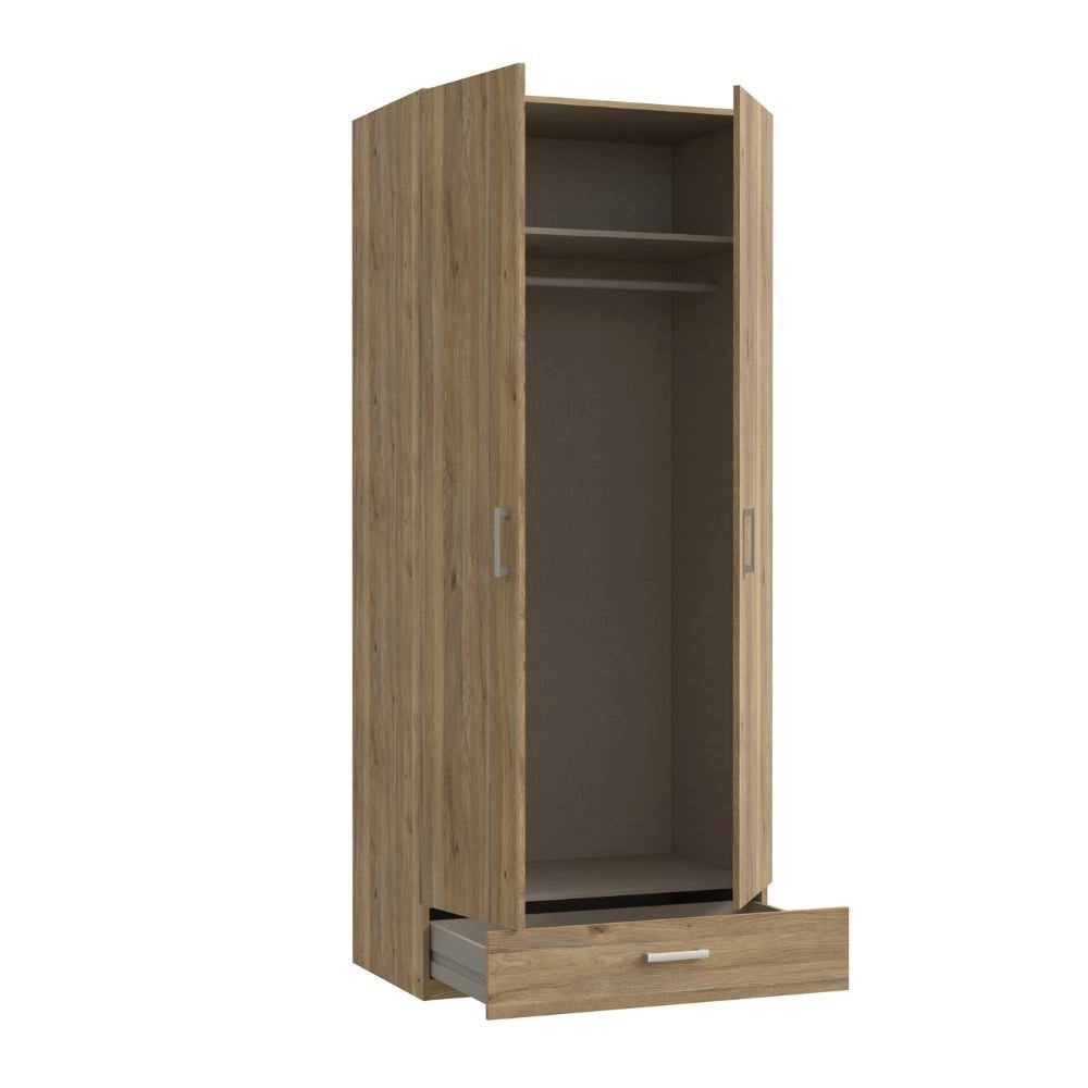 Armadio Arcadia 2 ante e 1 cassetto rovere 89x54x210.5H