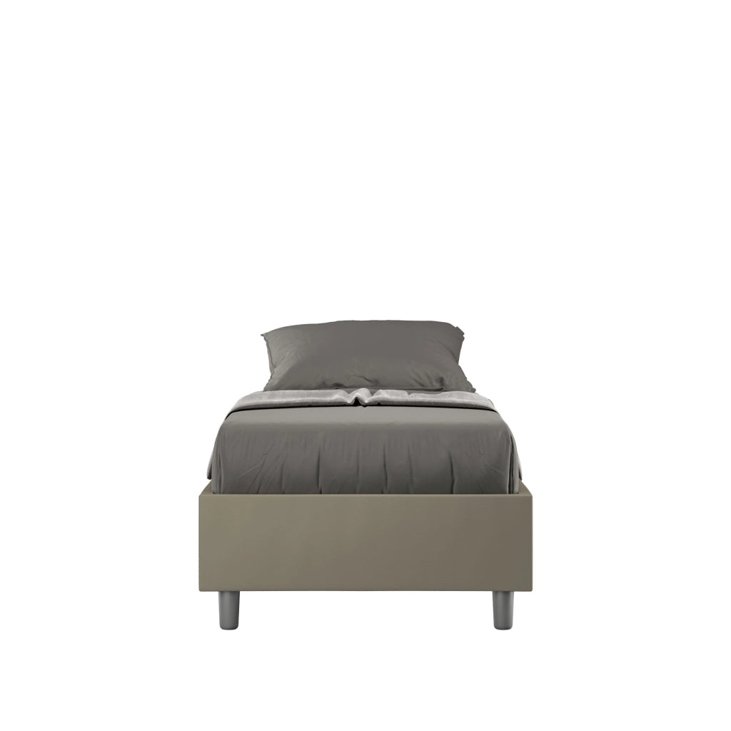 BS COM Letto singolo con rete imbottito 80x190 similpelle cappuccino