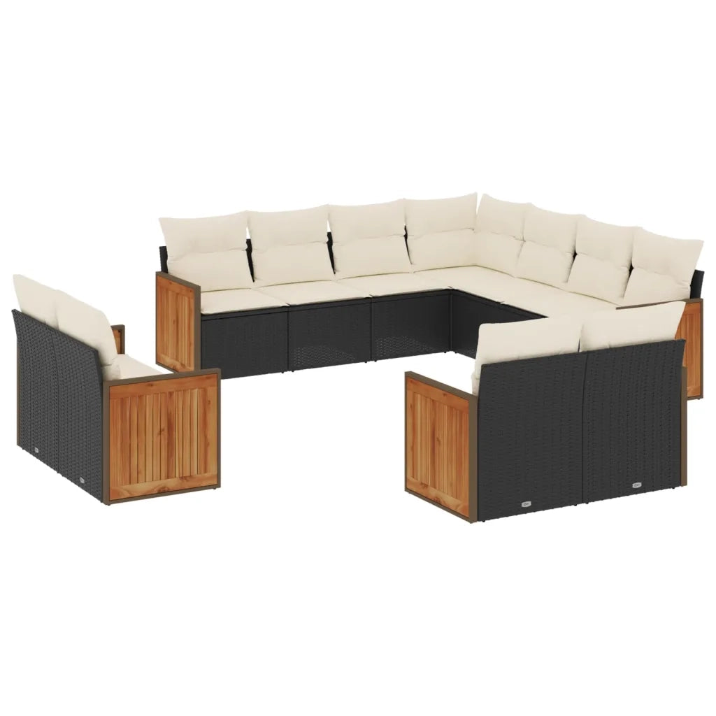 Set Divani da Giardino 11 pz con Cuscini in Polyrattan Nero 3260579
