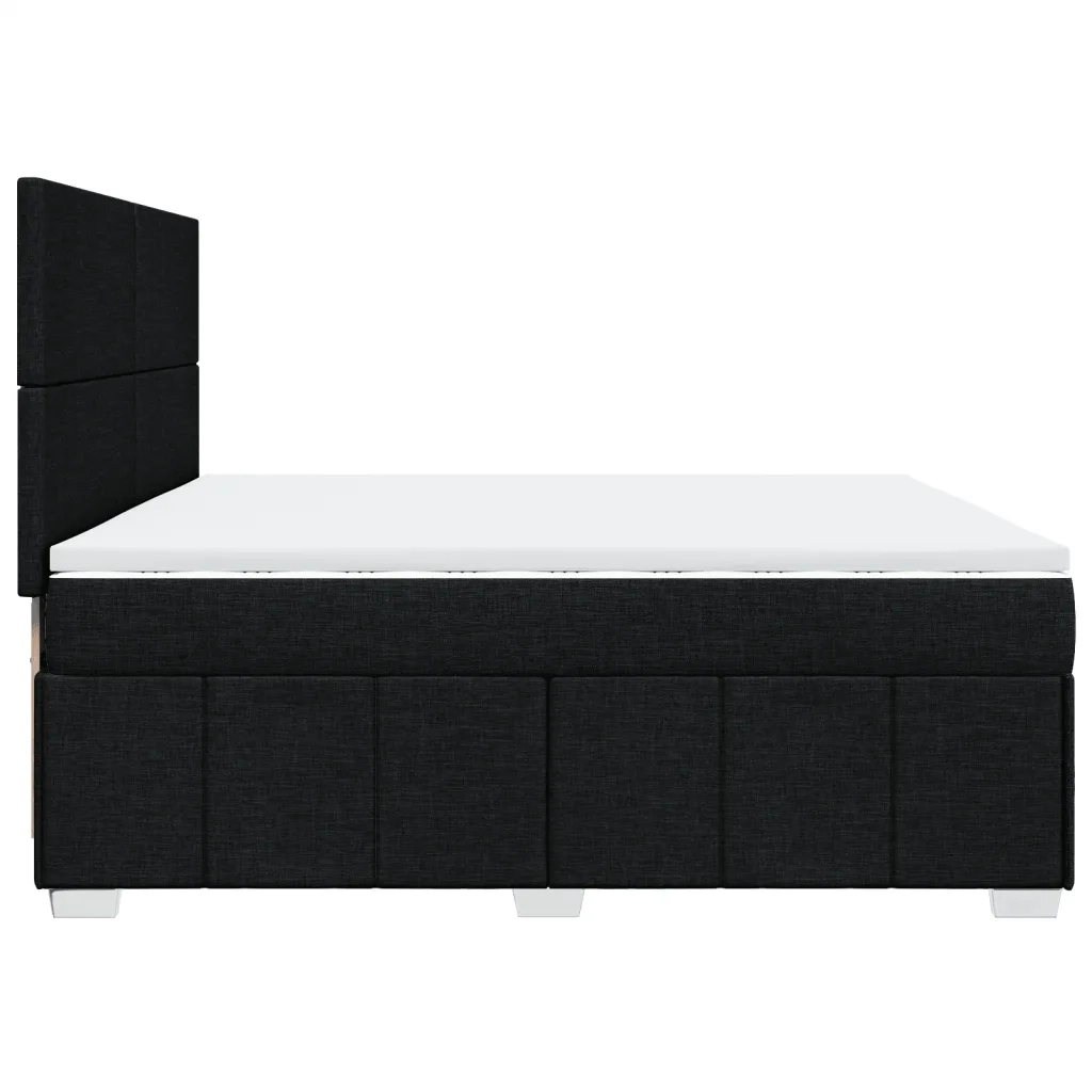 Giroletto a Molle con Materasso Nero 200x200 cm in Tessuto