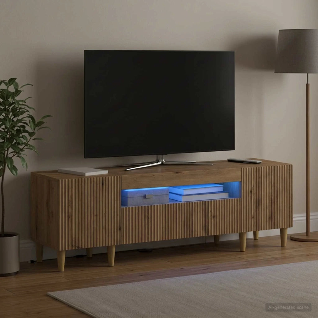 Mobile TV LED Rovere Artigianale Legno ingegnerizzato 896694