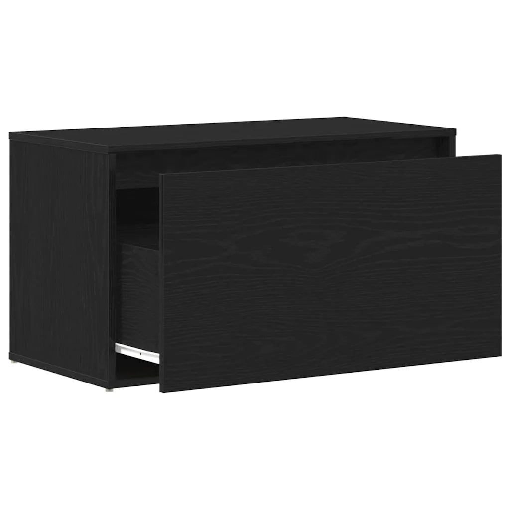 Panca per ingresso con cassetto-Sgabello-Panca da Corridoio Rovere Nero 80 x 40 x 45 cm