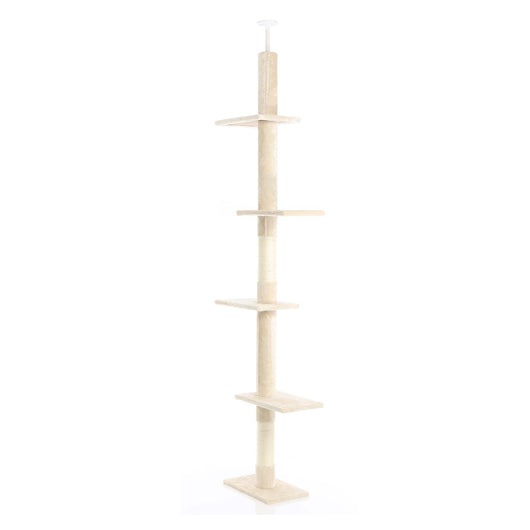 Fudajo Albero tiragraffi a soffitto beige 230-276cm Altezza regolabile con 4 livelli e sisal Gatti