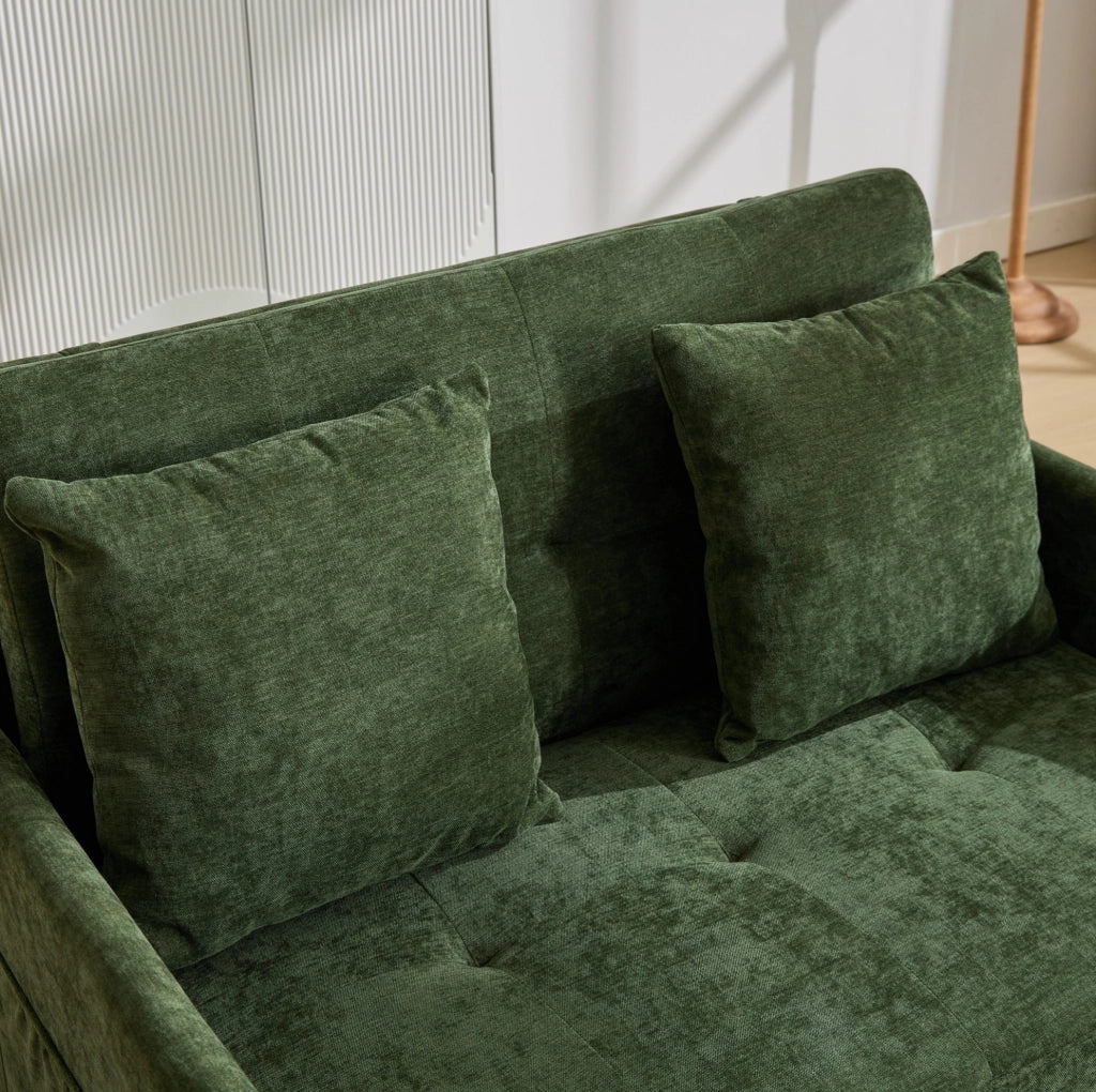 Divano letto singolo pieghevole con USB e supporto tablet verde HOMVRA