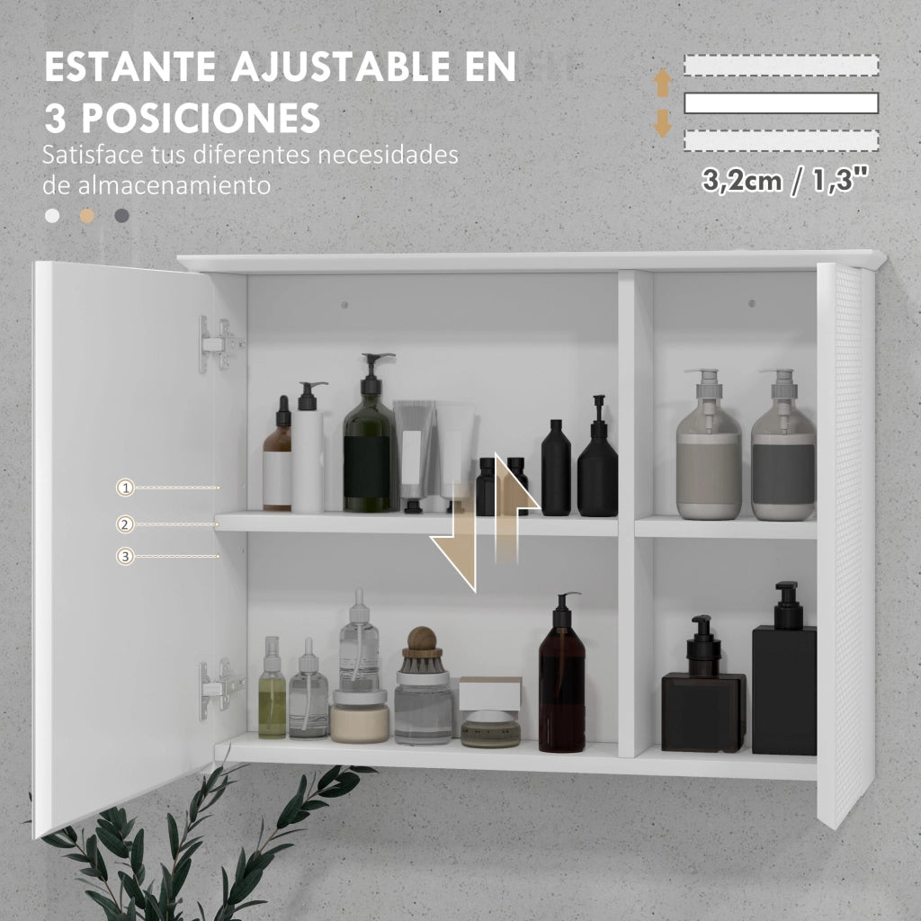 Armadio bagno con specchio e ripiano regolabile ¨C zephmum ¨C bianco 65x15x49 cm