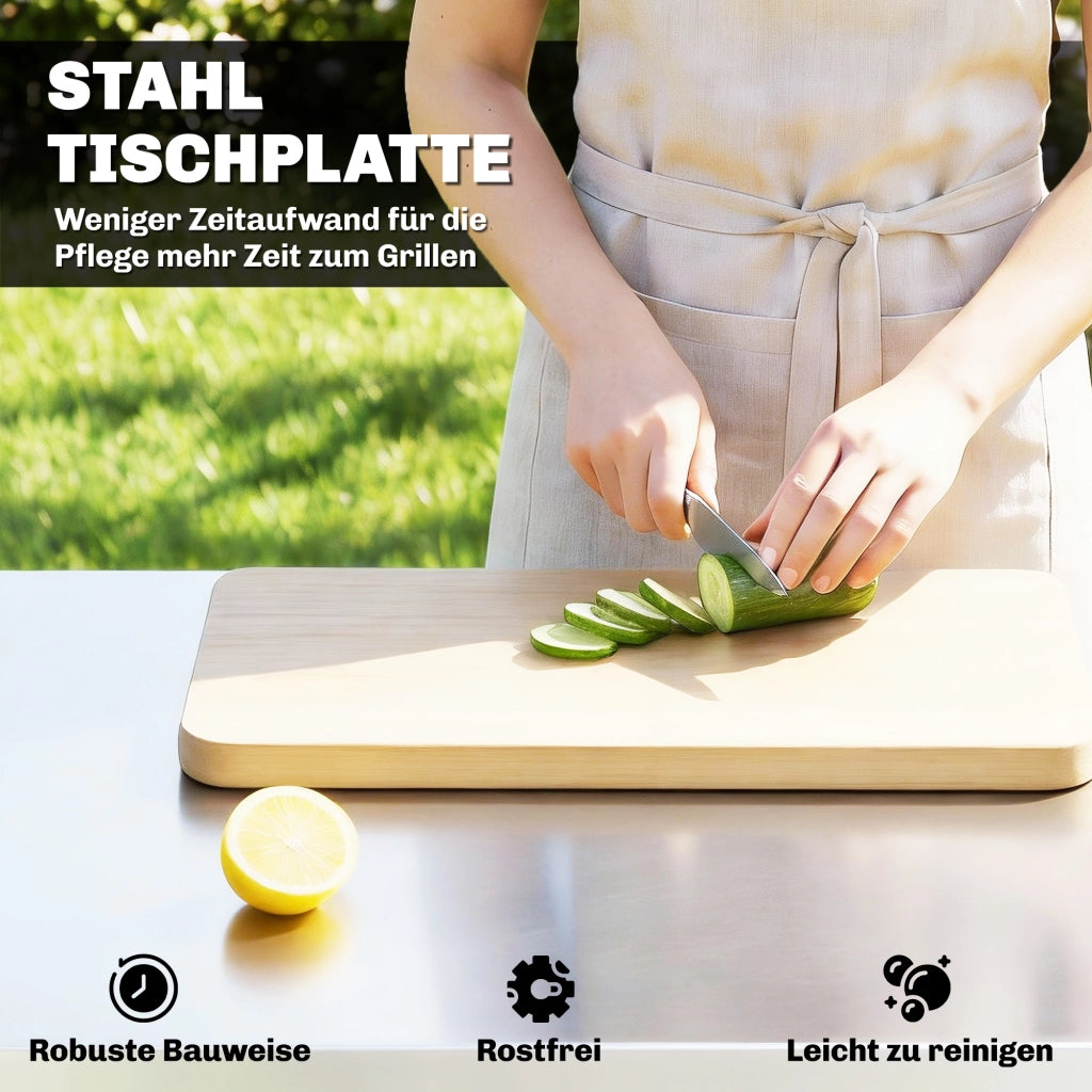 Carrello da cucina mobile con ganci e portarotoli ¨C zephmum ¨C Nero Edelstahl 115x67.5x80.5 cm