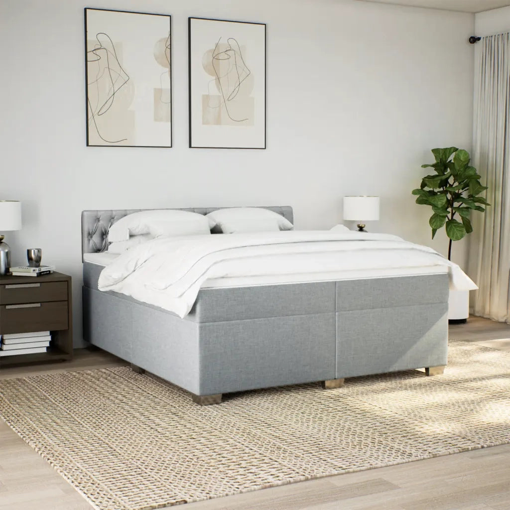 Giroletto a Molle con Materasso Grigio Chiaro 200x200cm Tessuto 3286002