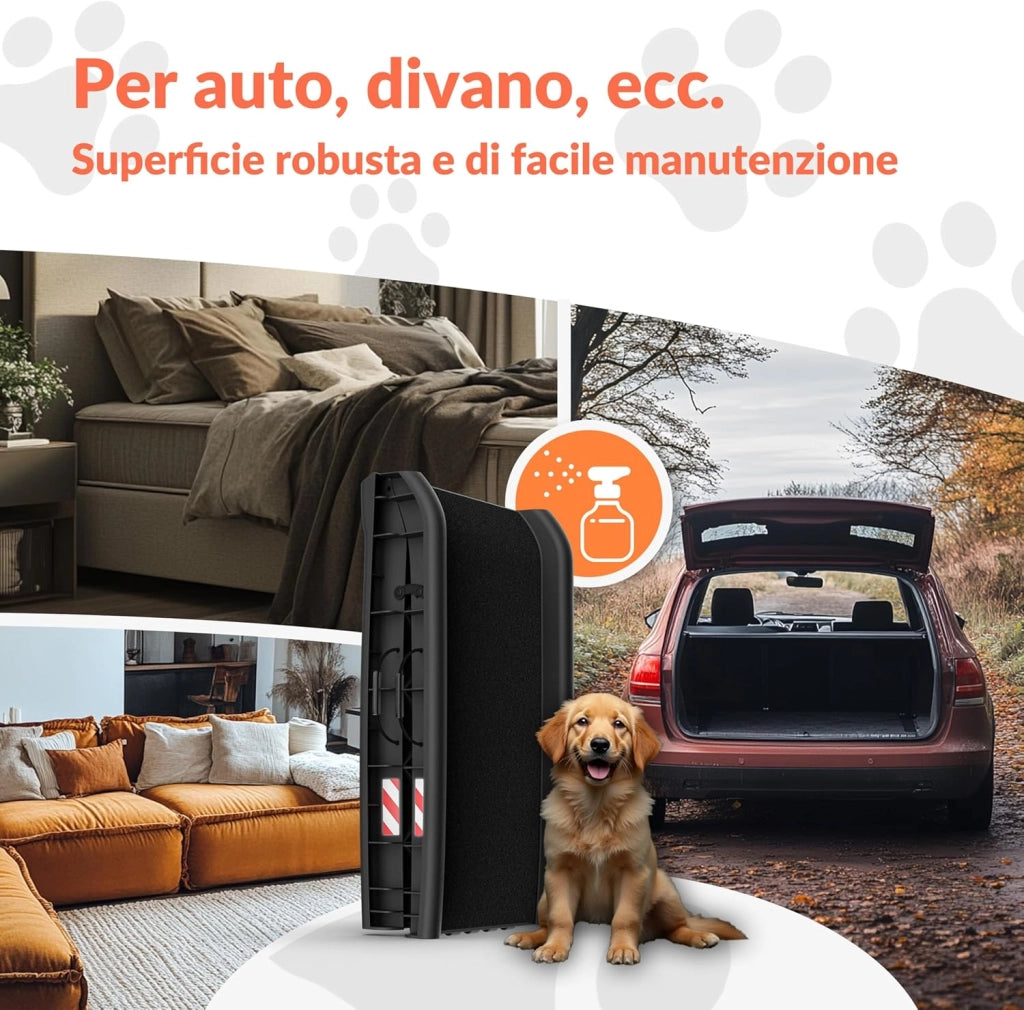 Rampa per Cani Auto Pieghevole Antiscivolo 156x40cm Capacità 90KG con Maniglia di Trasporto Ciotola Catarifrangenti Scivolo Pedana Bagagliaio Rampe