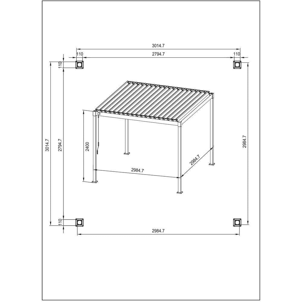 Pergola da Giardino in Acciaio Tetto Lamellare 3x3 Garda Bizzotto
