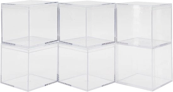 Acquario Opportuno per Conservazione - Cassetto di Stoccaggio in Acrilato Translucido - Cubo di Plastica Transparente - Ideale per Caramelle e Regali - Organizzazione - 6 Set - Ottimo per Matrimoni