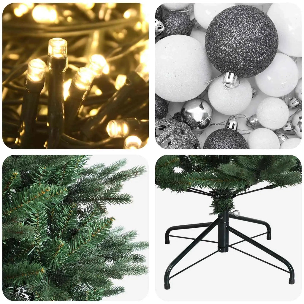 Albero di Natale artificiale con palline 150 cm 150 LED 3466140