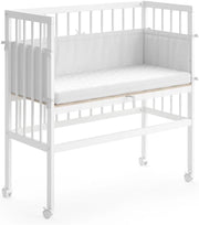 Lettino da attaccare al letto Sophie, Bianco, 94 x 42.5 cm 1 binario laterale, regolabile in altezza con ruote per un facile posizionamento