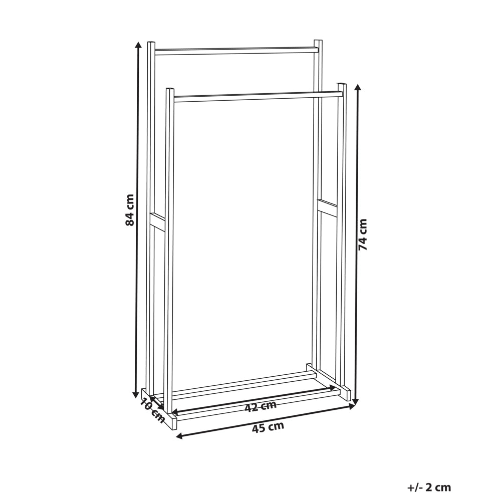 Portasciugamani in marrone chiaro di bambù 85x45 cm 2 binari Accessori per il bagno