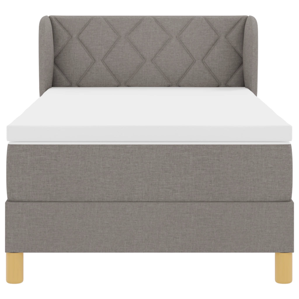 Letto Box Spring con Materasso Tortora 100x200 cm Tessuto