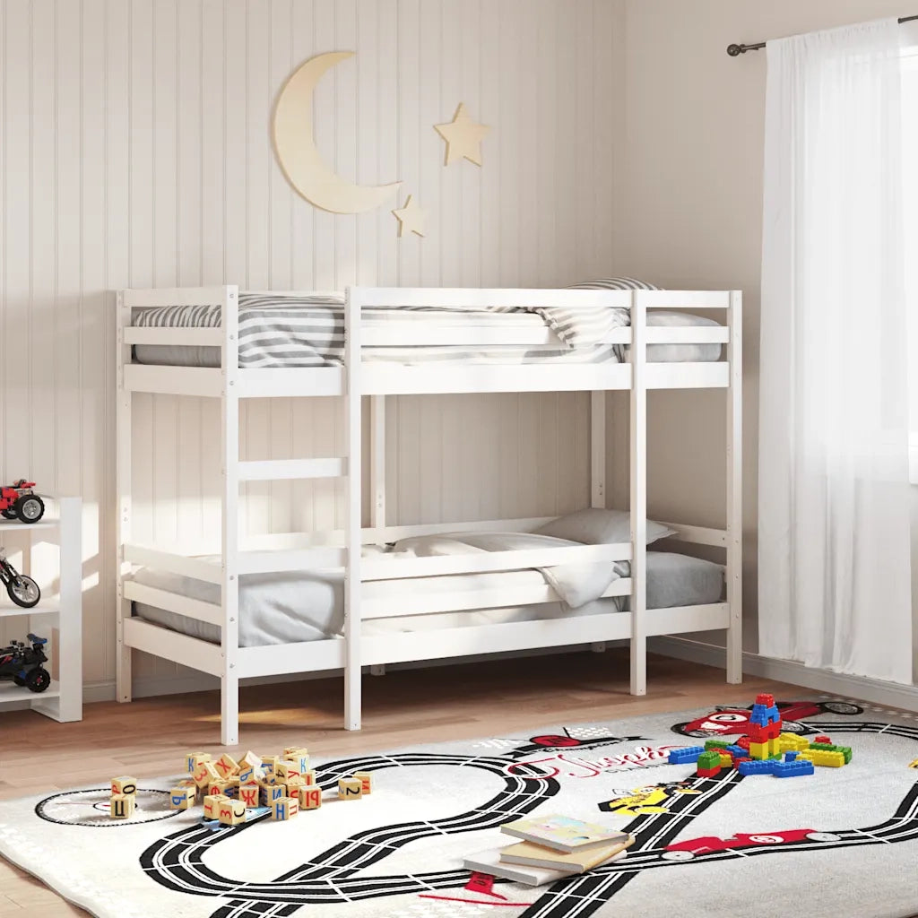Letto singolo | Letto per adulti | Letto a Castello Bianco 75x190 cm in Legno Massello di Pino