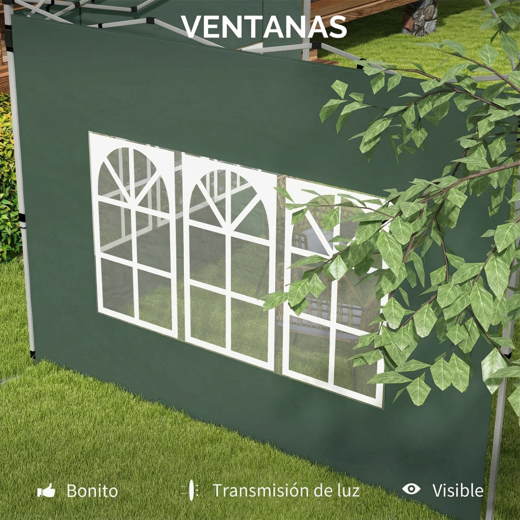 Pareti Laterali per Tenda Giardino 3x3m ¨C Zephmum ¨C Tessuto Oxford Verde con Finestra