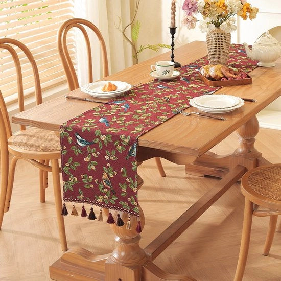 Tavolo da pranzo in jacquard con tessuto di cotone e lino - tovagliato in tessuto con applicazioni - tovagliato antiscivolo e impermeabile - adatto per la decorazione della cucina e del ristorante