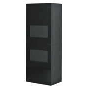 Vetrina con 2 ante; 3 ripiani e 4 vani con LED e ripiani in vetro per soggiorno; 61×42×162 cm; nera