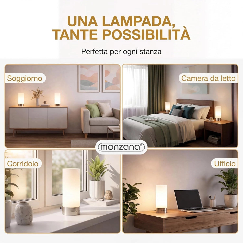 2x Lampade Comodino Touch Incl. Lampadine LED Dimmerabile E14 Luce Notturna Lettura Soggiorno Scrivania