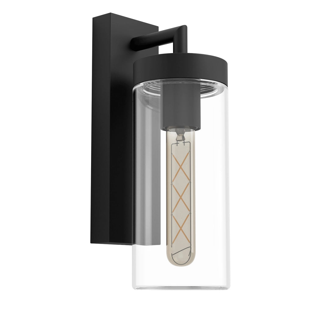 Applique Esterno Moderna Bovolone Metallo Nero Vetro Bianco 1 Luce E27