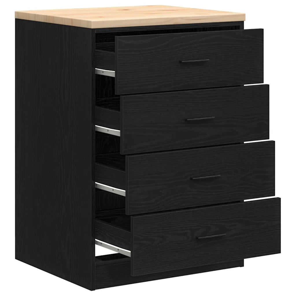 Armadietto da Garage Nero 60x51x85 cm in Legno Massello di Pino