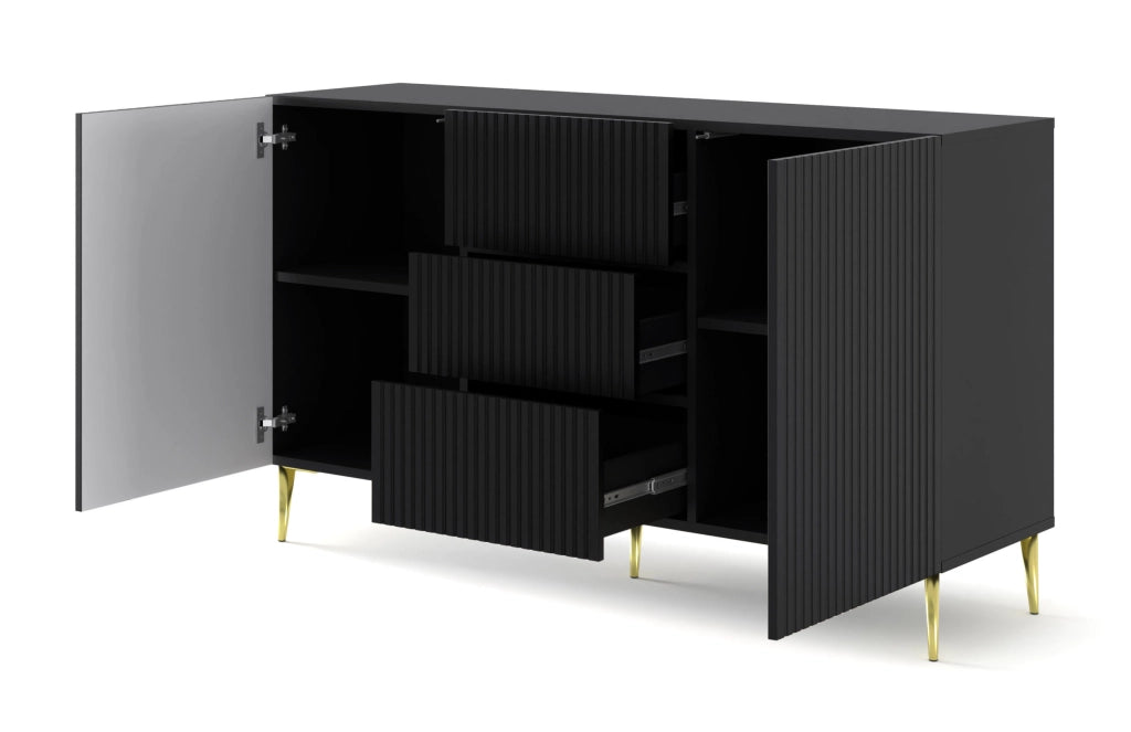 MOBILE RAVENNA B MOBILE IN MDF RIVESTITO IN FOGLIO 2D3S 150 GAMBE ORO NERO OPACO