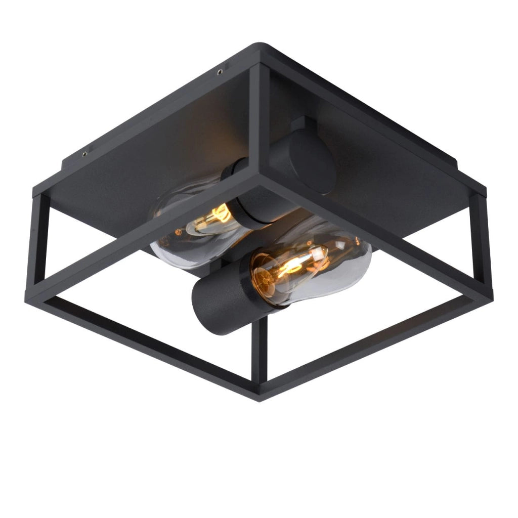 Plafoniera Lucide Carlyn nera alluminio 2xE14 IP54